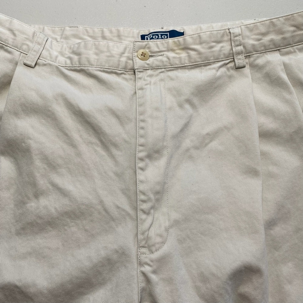 90s Polo by Ralph Lauren Hammond Pants 40x30 (37x29.5) Cuffed Mens Pleated Beige